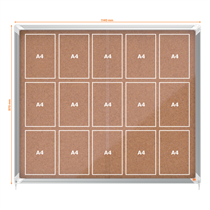 Vitrina Nobo Premium Plus De Puerta Corredera Con Fondo De Corcho 15 X A4 Hojas Natural