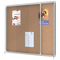 Vitrina Nobo Premium Plus De Puerta Corredera Con Fondo De Corcho 15 X A4 Hojas Natural
