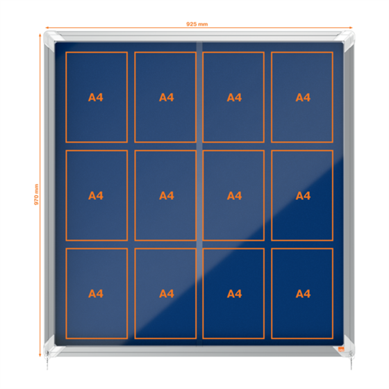 Vitrina Nobo Premium Plus De Puerta Corredera Con Fondo De Fieltro 12Xa4 Hojas, Gris Gris