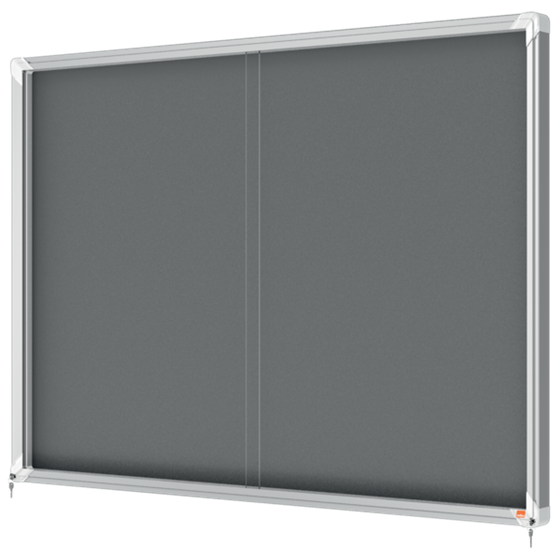 Vitrina Nobo Premium Plus De Puerta Corredera Con Fondo De Fieltro 18Xa4 Hojas, Azul Gris