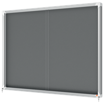 Vitrina Nobo Premium Plus De Puerta Corredera Con Fondo De Fieltro 18Xa4 Hojas, Azul Gris