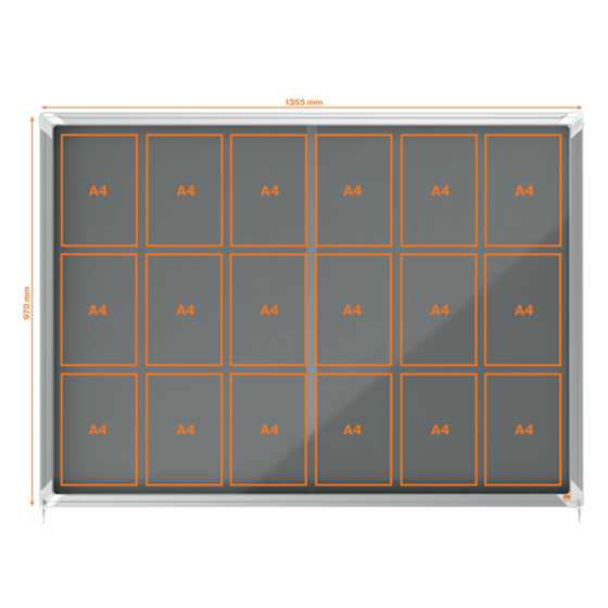 Vitrina Nobo Premium Plus De Puerta Corredera Con Fondo De Fieltro 18Xa4 Hojas, Azul Gris