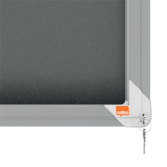 Vitrina Nobo Premium Plus De Puerta Corredera Con Fondo De Fieltro 18Xa4 Hojas, Azul Gris