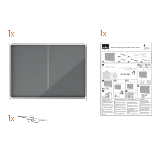Vitrina Nobo Premium Plus De Puerta Corredera Con Fondo De Fieltro 18Xa4 Hojas, Azul Gris