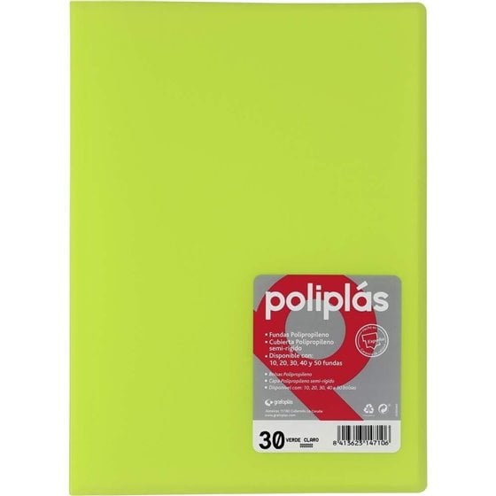 Carpeta Fundas GRAFOPLAS Poliplas Din-A4 30 Hojas Color Verde Translucido
