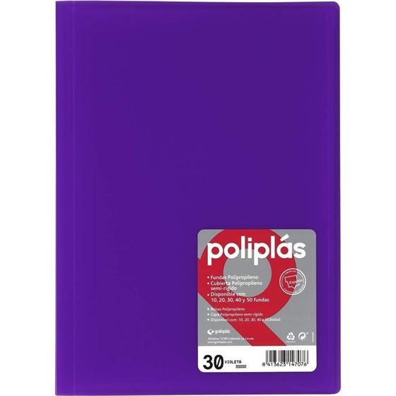 Carpeta Fundas GRAFOPLAS Poliplas Din-A4 30 Hojas Color Violeta Translucido