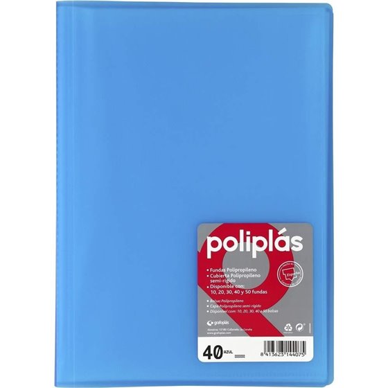 Carpeta Fundas GRAFOPLAS Poliplas Din-A4 40 Hojas Color Azul Translucido