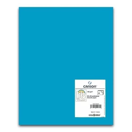 Cartulina CANSON Iris Vivaldi 50 x 65 cm. 185 g. Color Azul Maldivas