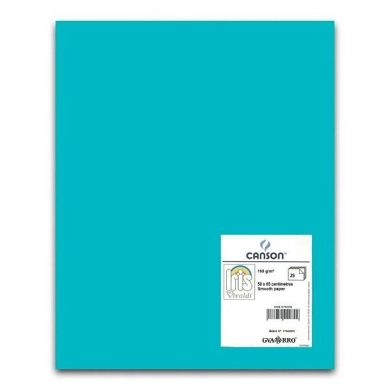 Cartulina CANSON Iris Vivaldi 50 x 65 cm. 185 g. Color Azul Turquesa