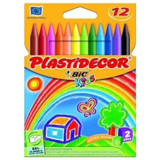 Ceras BIC Kids PLASTIDECOR Envase 12 COLORES