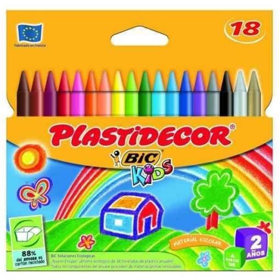 Ceras BIC Kids PLASTIDECOR Envase 18 COLORES