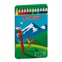 Lápices Colores Hexagonales ALPINO Envase 12 COLORES CAJA METAL