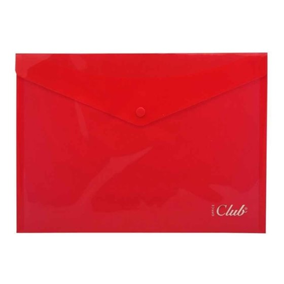 Sobre Portadocumentos Plástico OFFICE CLUB A4 Cierre Broche Color Rojo