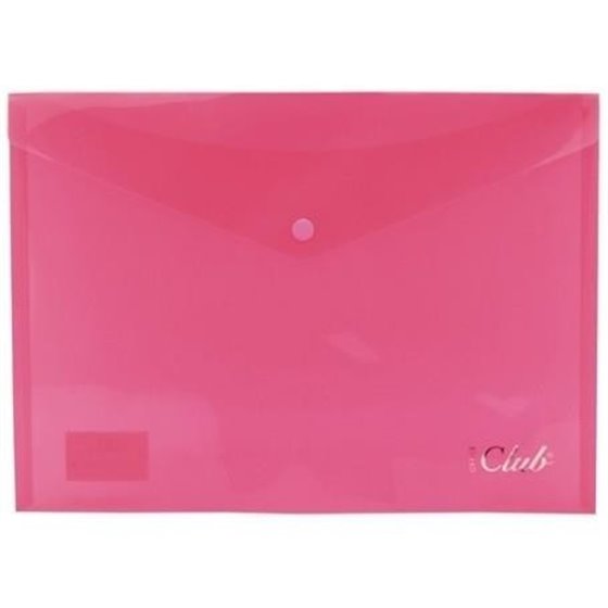 Sobre Portadocumentos Plástico OFFICE CLUB A4 Cierre Broche Color Rosa