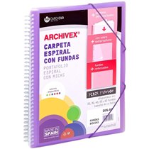 Carpeta Fundas Espiral CARCHIVO Archivex Star Polipropileno Din-A4 30 Hojas Color Violeta