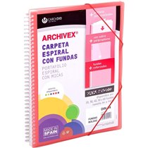 Carpeta Fundas Espiral CARCHIVO Archivex Star Polipropileno Din-A4 50 Hojas Color Rojo