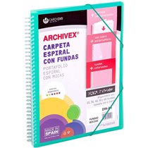 Carpeta Fundas Espiral CARCHIVO Archivex Star Polipropileno Din-A4 50 Hojas Color Verde Claro