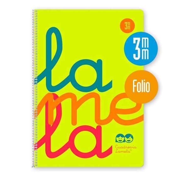 Bloc LAMELA Folio 80 Hojas 90 g. Tapa Plástico Cuadrovía 3 mm. Color Amarillo