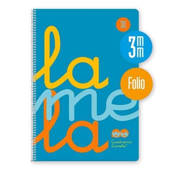 Bloc LAMELA Folio 80 Hojas 90 g. Tapa Plástico Cuadrovía 3 mm. Color Azul