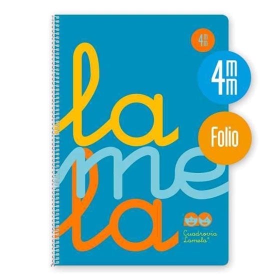 Bloc LAMELA Folio 80 Hojas 90 g. Tapa Plástico Cuadrovía 4 mm. Color Azul