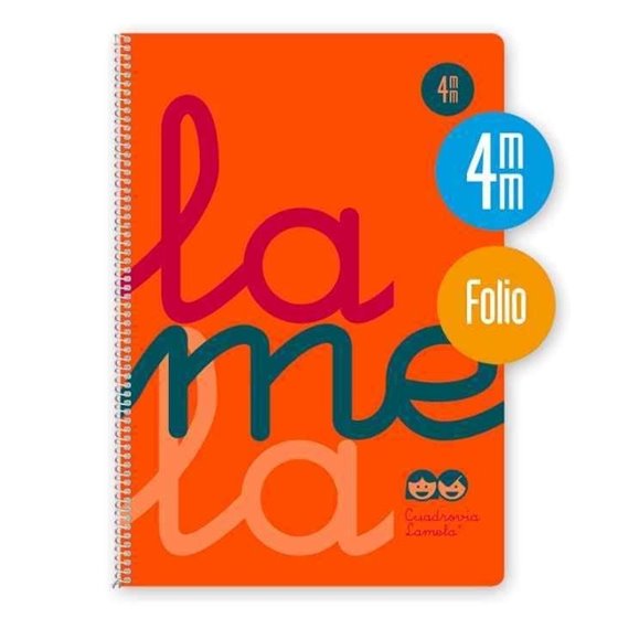 Bloc LAMELA Folio 80 Hojas 90 g. Tapa Plástico Cuadrovía 4 mm. Color Naranja