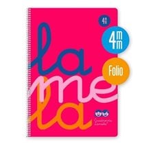 Bloc LAMELA Folio 80 Hojas 90 g. Tapa Plástico Cuadrovía 4 mm. Color Rosa