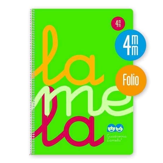 Bloc LAMELA Folio 80 Hojas 90 g. Tapa Plástico Cuadrovía 4 mm. Color Verde