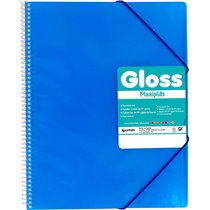 Carpeta Fundas Espiral Gomas GRAFOPLAS Maxiplas Gloss A4 20 Hojas Color Azul