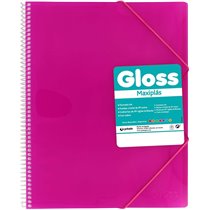 Carpeta Fundas Espiral Gomas GRAFOPLAS Maxiplas Gloss A4 20 Hojas Color Rosa