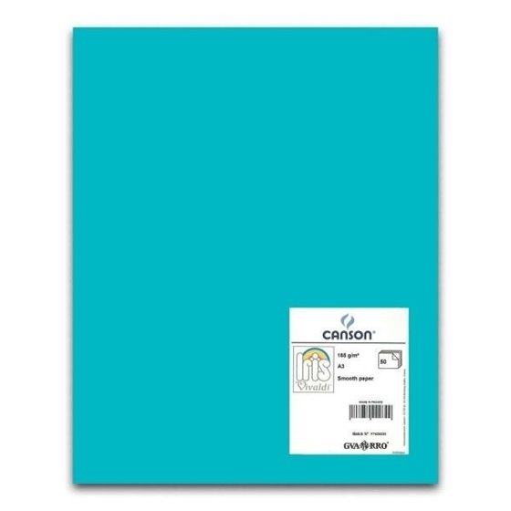 Cartulina CANSON Iris Vivaldi A3 185 g. Paquete x50 Color Azul Turquesa