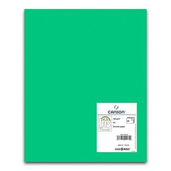 Cartulina CANSON Iris Vivaldi A3 185 g. Paquete x50 Color Verde Manzana