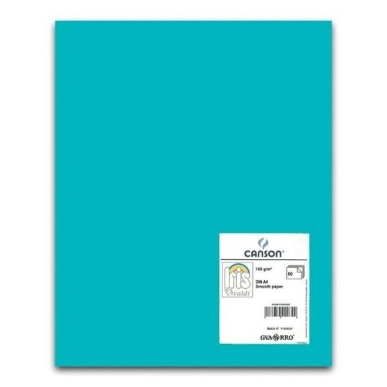 Cartulina CANSON Iris Vivaldi A4 185 g. Paquete x50 Color Azul Turquesa