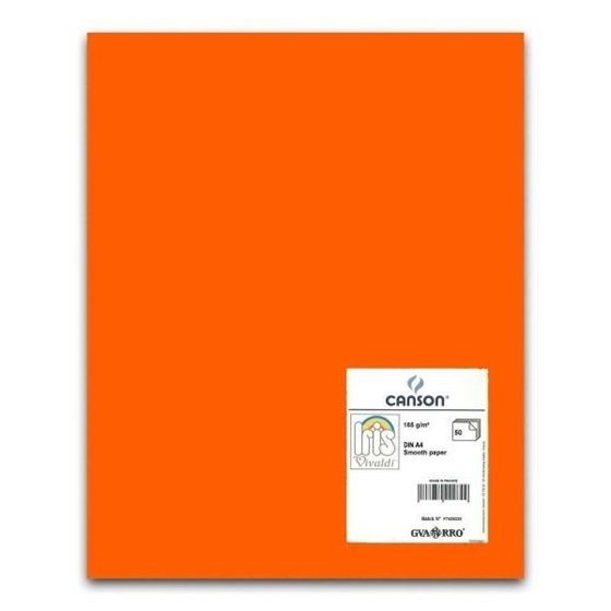 Cartulina CANSON Iris Vivaldi A4 185 g. Paquete x50 Color Naranja