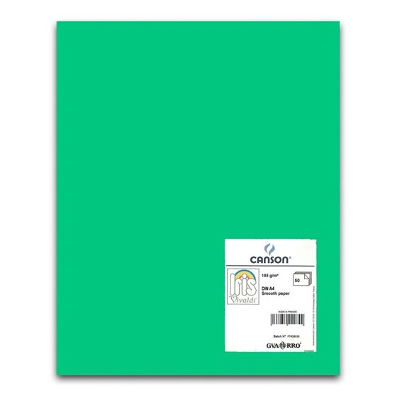 Cartulina CANSON Iris Vivaldi A4 185 g. Paquete x50 Color Verde Manzana