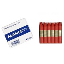 Cera Blanda MANLEY Caja x12 Unicolor Color Bermellón Oscuro