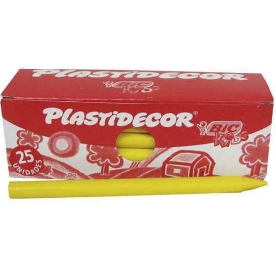 Ceras BIC Kids PLASTIDECOR Caja x25 Unicolor Color Amarillo