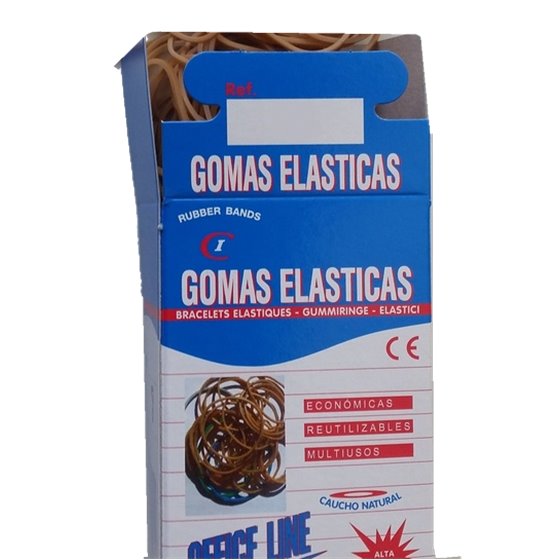 Gomas Elásticas OFFICE LINE Caucho Caja 100 g. Tamaño 80 mm.