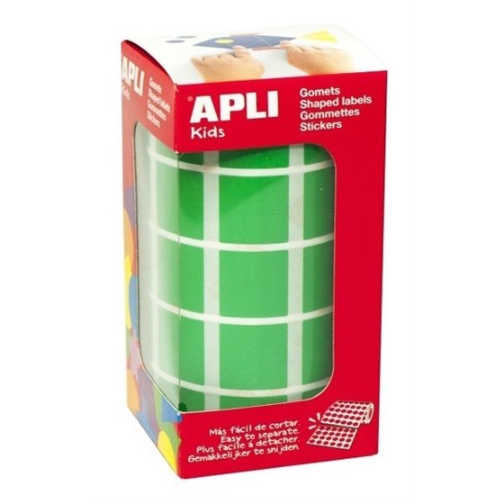 Gomets Cuadrados APLI 20 x 20 mm. Rollo x1770 Color Verde