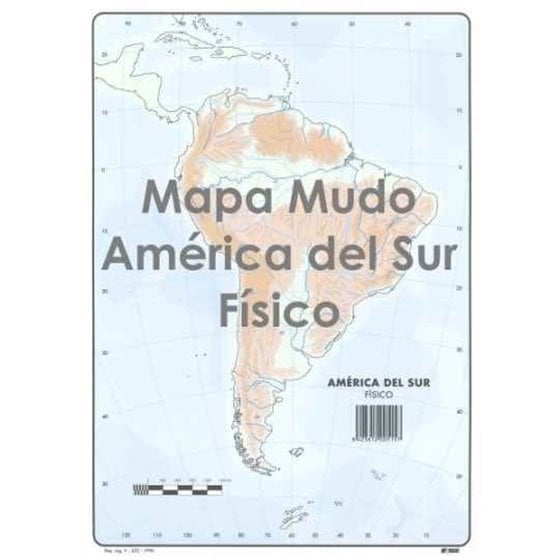Mapa Mudo SELVI Físico Din-A4 Modelo América del Sur