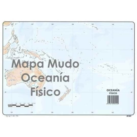Mapa Mudo SELVI Físico Din-A4 Modelo Oceanía