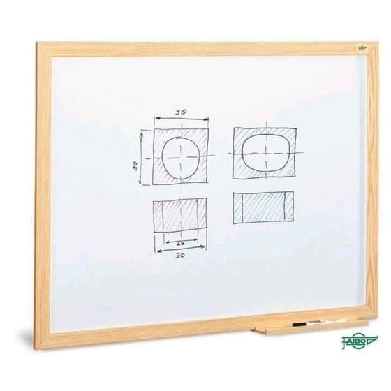 Pizarra Blanca FAIBO Marco Fibra Con Cajetín Tamaño 87 x 127 cm.