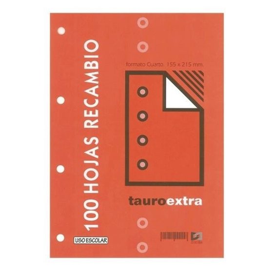 Recambio TAURO Extra 4º 100 Hojas 80 g. 4T Modelo Liso