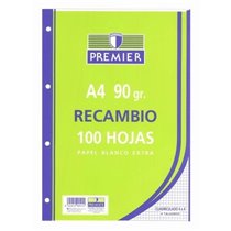 Recambio TAURO Premier A4 100 Hojas 90 g. 4T Modelo Cuadros 4 mm.