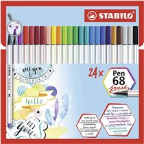 Rotulador STABILO Pen 68 Brush Punta Pincel Envase 24 COLORES