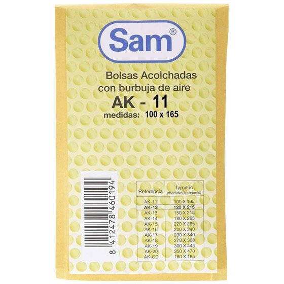 Sobre Burbuja SAM Acolchado Kraft Tamaño AK-11 100 x 165 mm.