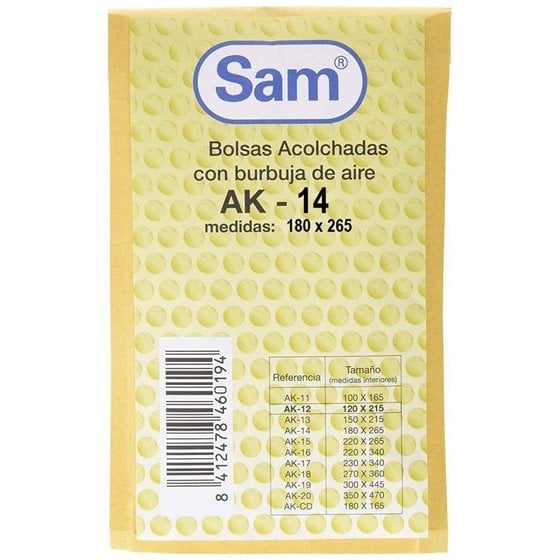 Sobre Burbuja SAM Acolchado Kraft Tamaño AK-14 180 x 265 mm.