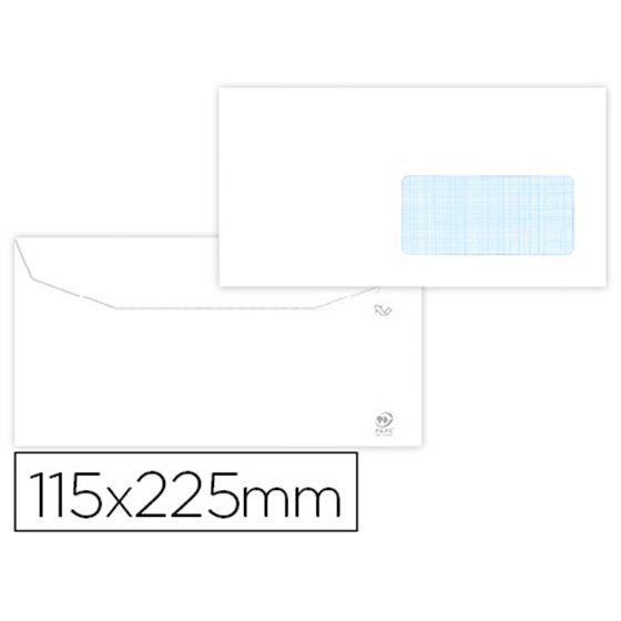 Sobre Liderpapel Blanco 115X225 Mm Ventana Derecha Trapezodial Engomada Papel Offset 80Gr Caja De 500 Unidades