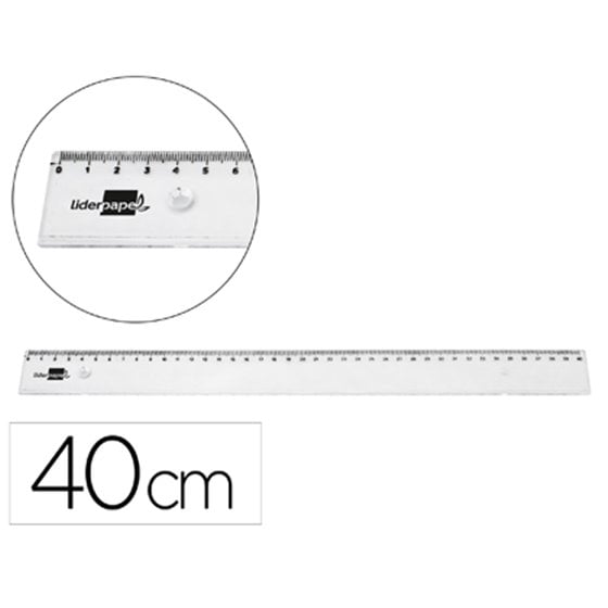Regla Liderpapel Plastico Irrompible Transparente 40 Cm