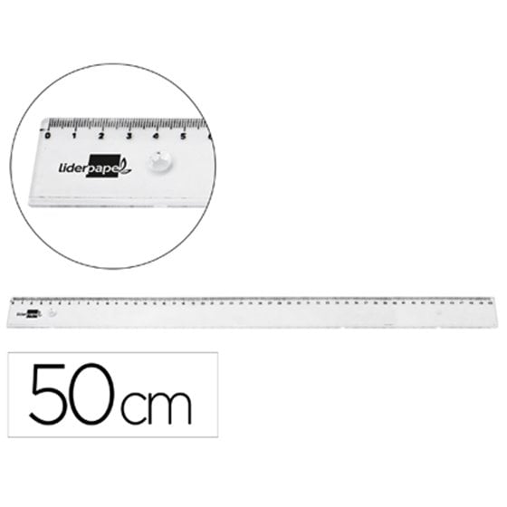 Regla Liderpapel Plastico Irrompible Transparente 50 Cm