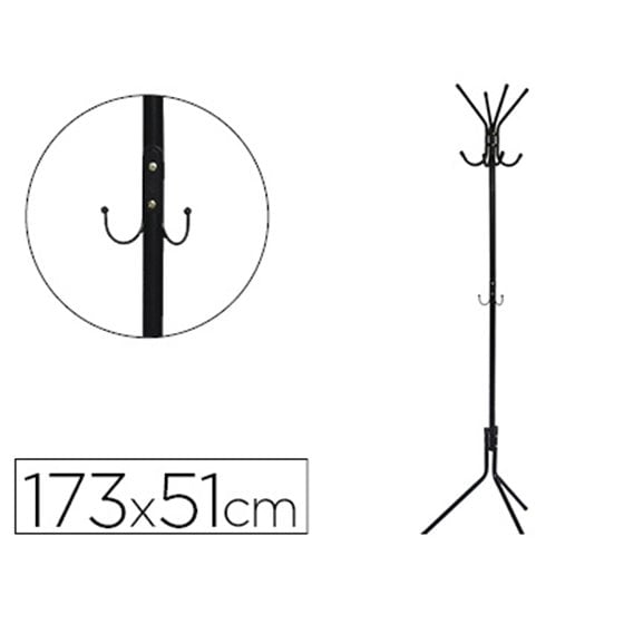Perchero Metalico Q-Connect Negro 8 Colgadores 173X51 Cm